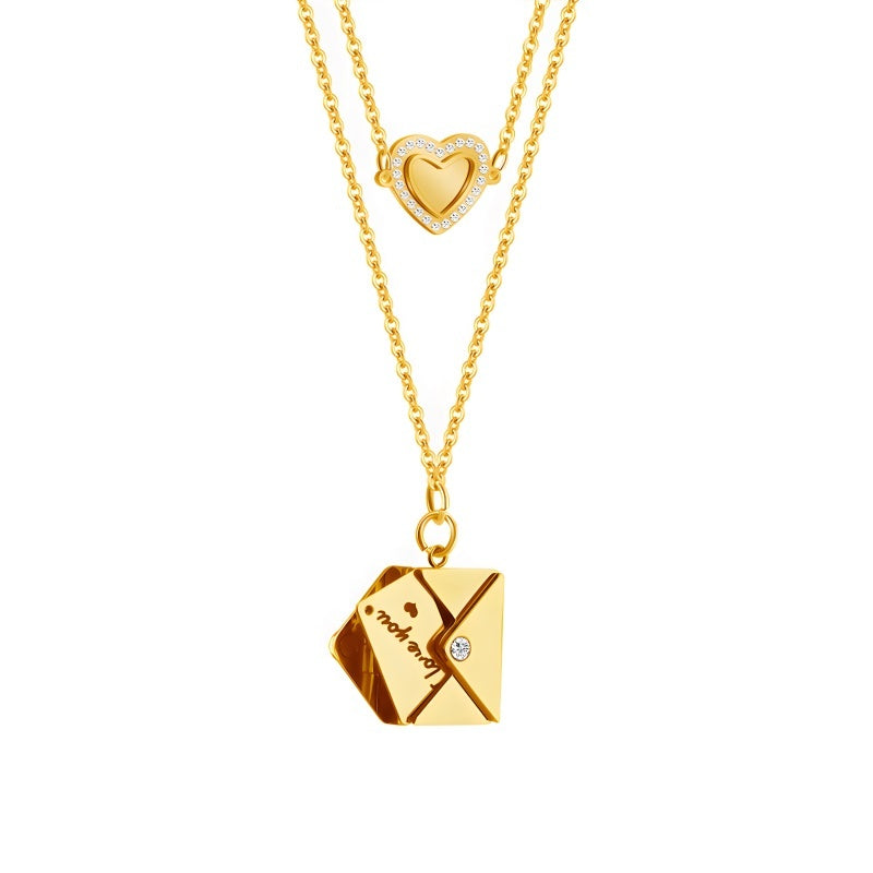 Personalized Love Letter Necklace - Engravable Envelope Pendant Romantic Gift