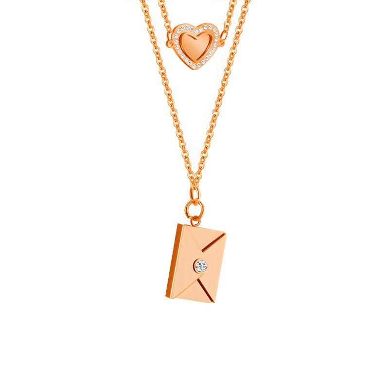 Personalized Love Letter Necklace - Engravable Envelope Pendant Romantic Gift