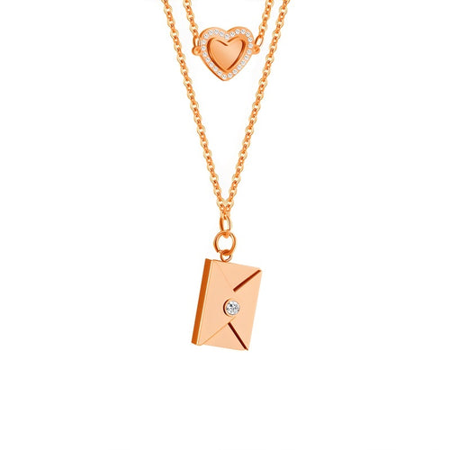 Personalized Love Letter Necklace - Engravable Envelope Pendant Romantic Gift