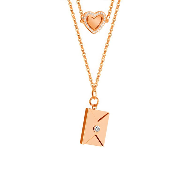 Personalized Love Letter Necklace - Engravable Envelope Pendant Romantic Gift