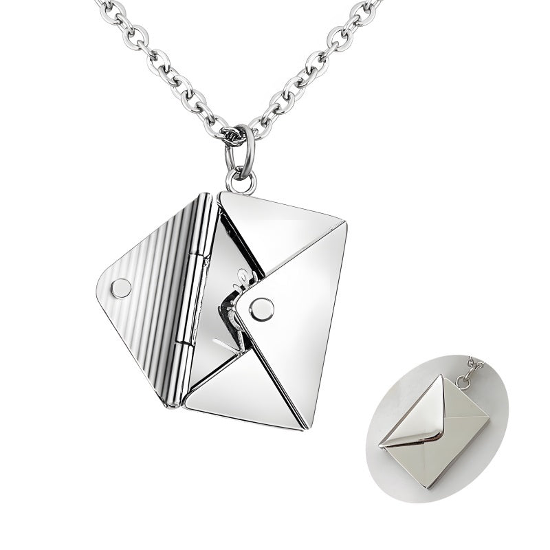 Personalized Love Letter Necklace - Engravable Envelope Pendant Romantic Gift