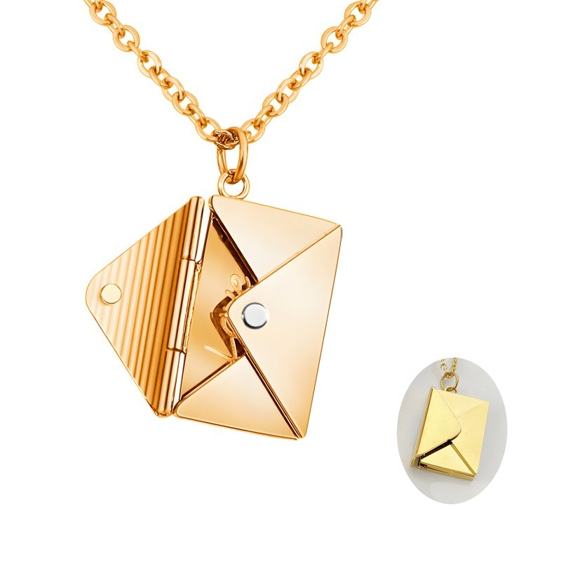 Personalized Love Letter Necklace - Engravable Envelope Pendant Romantic Gift