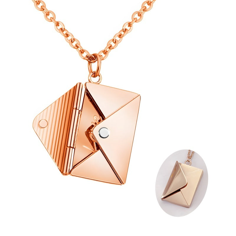 Personalized Love Letter Necklace - Engravable Envelope Pendant Romantic Gift