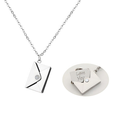 Personalized Love Letter Necklace - Engravable Envelope Pendant Romantic Gift