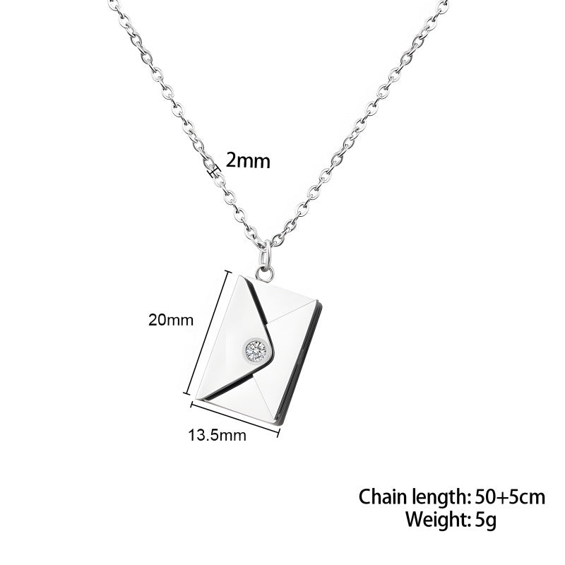 Personalized Love Letter Necklace - Engravable Envelope Pendant Romantic Gift