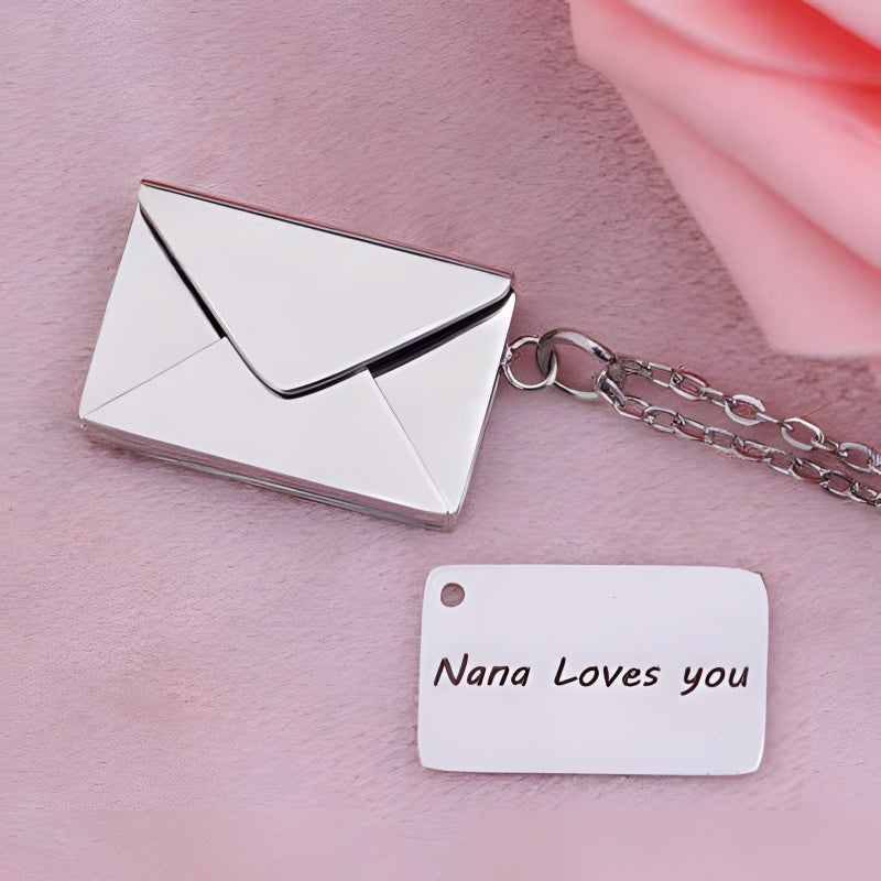 Personalized Love Letter Necklace - Engravable Envelope Pendant Romantic Gift