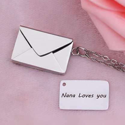 Personalized Love Letter Necklace - Engravable Envelope Pendant Romantic Gift