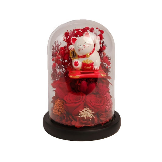 Lucky Cat Preserved Rose - Realistic Single Bloom Flower for Romantic Gifts