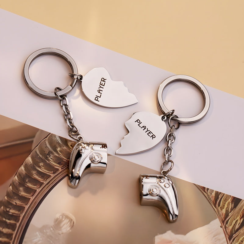 Where Love Clicks: The Magnetic Heart Keychain for Gamer Couples