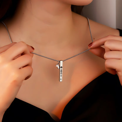 Magnetic Heart Couple Necklace Set - Engravable 3D Bar Code Pendant Love Jewelry