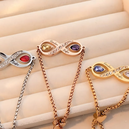 Matching His & Hers Birthstone Bracelets - Adjustable Infinity Design | Custom Couple's Gift