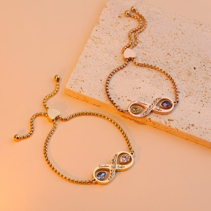 Matching His & Hers Birthstone Bracelets - Adjustable Infinity Design | Custom Couple's Gift
