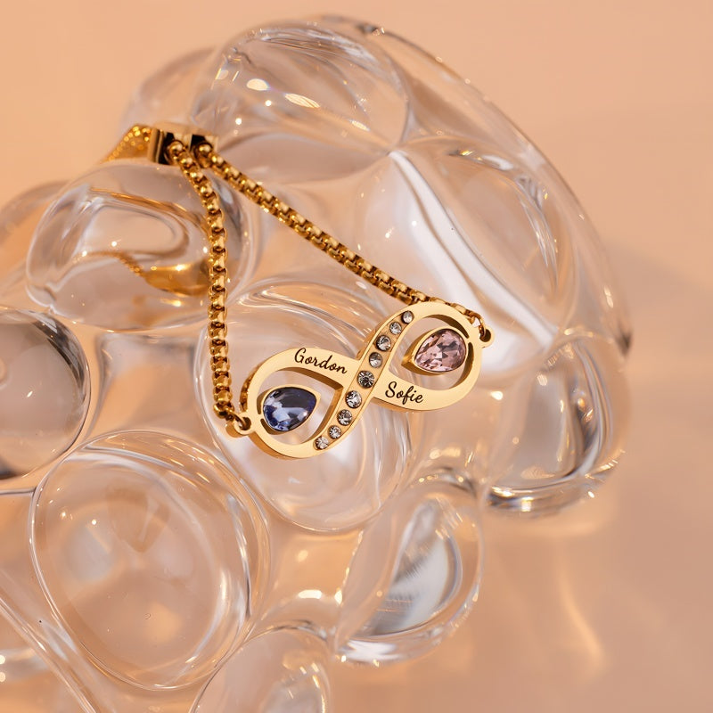 Matching His & Hers Birthstone Bracelets - Adjustable Infinity Design | Custom Couple's Gift