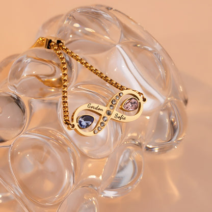 Matching His & Hers Birthstone Bracelets - Adjustable Infinity Design | Custom Couple's Gift