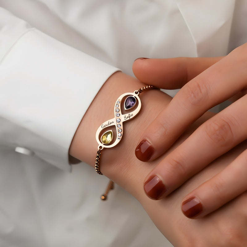 Matching His & Hers Birthstone Bracelets - Adjustable Infinity Design | Custom Couple's Gift