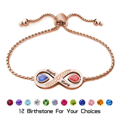 Matching His & Hers Birthstone Bracelets - Adjustable Infinity Design | Custom Couple's Gift