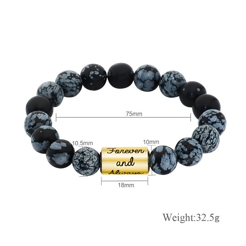 Men's Healing Stone Bracelet - Custom Letter Beads & Black Obsidian (Boyfriend Gift)