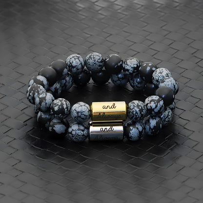 Men's Healing Stone Bracelet - Custom Letter Beads & Black Obsidian (Boyfriend Gift)