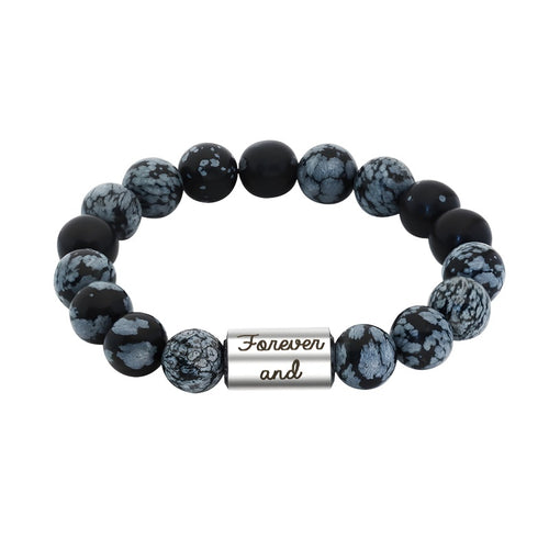 Men's Healing Stone Bracelet - Custom Letter Beads & Black Obsidian (Boyfriend Gift)