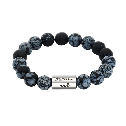 Men's Healing Stone Bracelet - Custom Letter Beads & Black Obsidian (Boyfriend Gift)