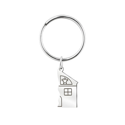 New house-shaped keychain - Personalized engraving gift for couples
