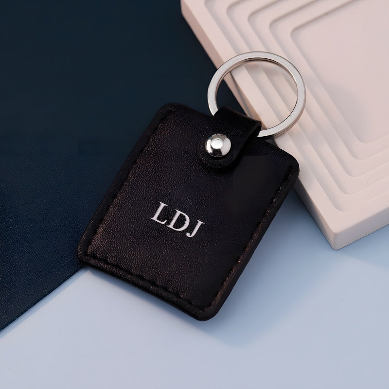 Leather photo frame keychain - customizable DIY printed couple photos