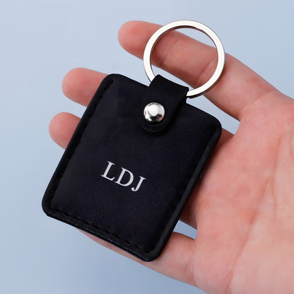 Leather photo frame keychain - customizable DIY printed couple photos