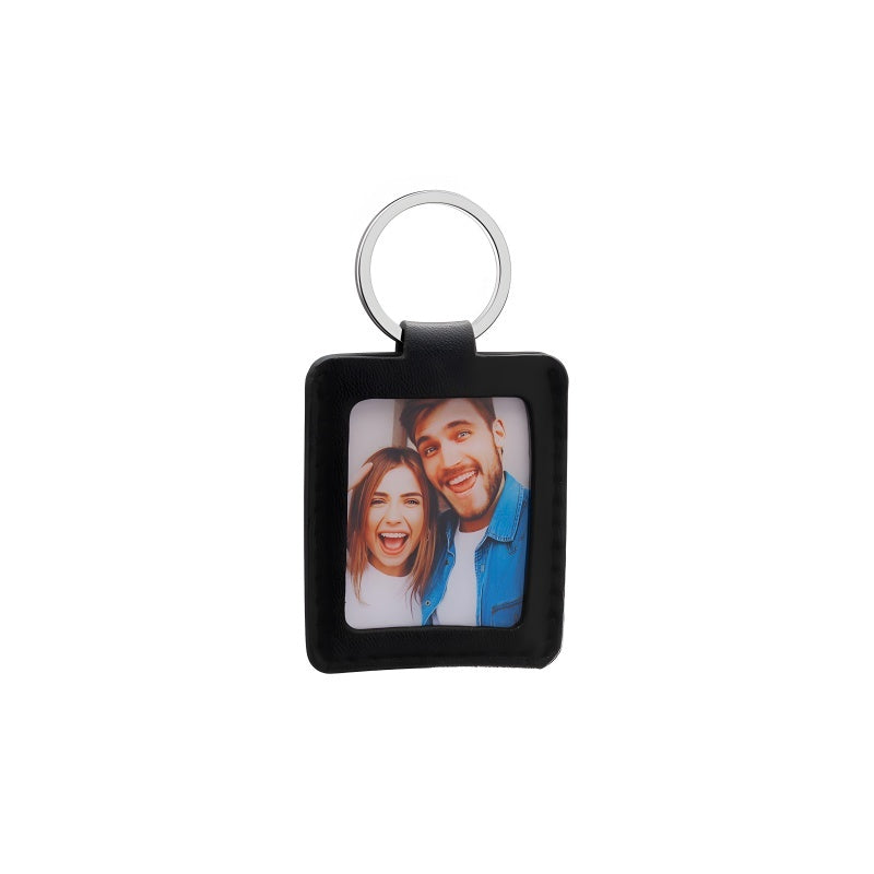Leather photo frame keychain - customizable DIY printed couple photos