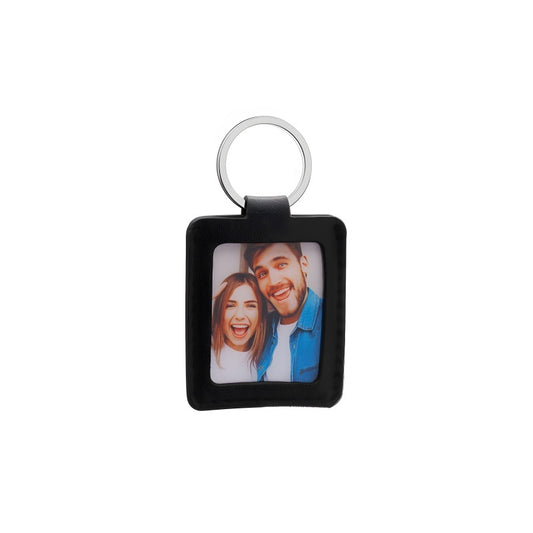 Leather photo frame keychain - customizable DIY printed couple photos
