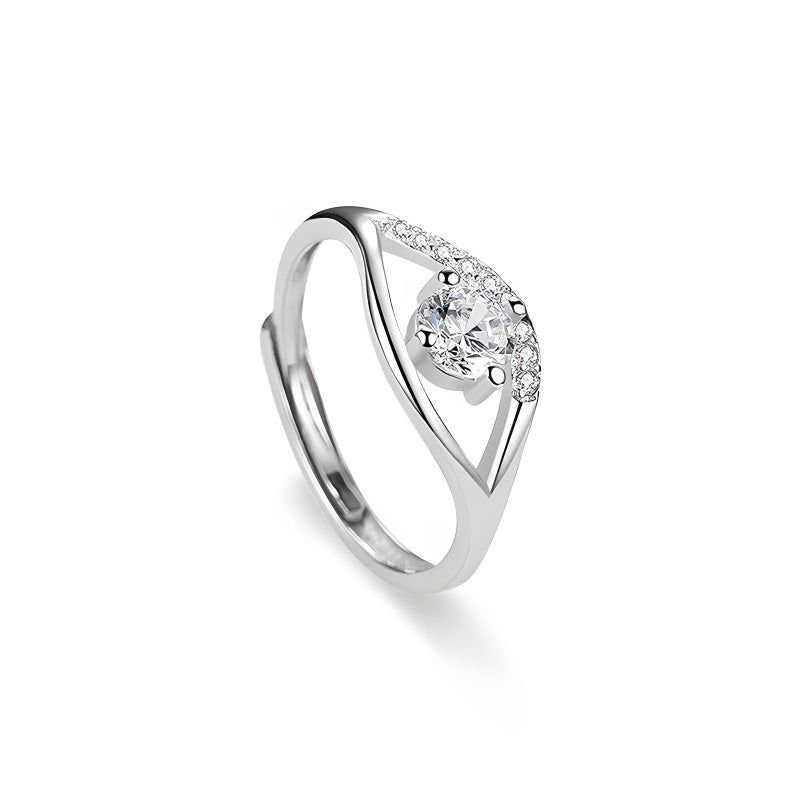 Modern unisex couple rings, adjustable size, set with moissanite