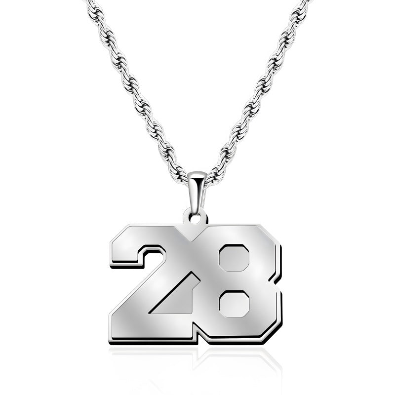 Custom Number Necklace - Personalized Titanium Steel Pendant Unisex Jewelry Gift
