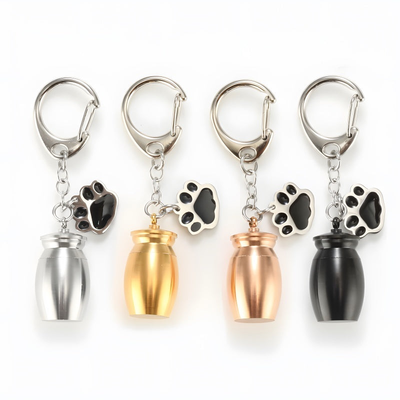 Pet Memorial Keychain - Custom Engraved Dog Paw Urn Pendant