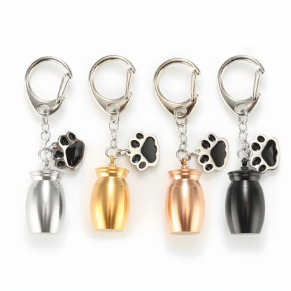 Pet Memorial Keychain - Custom Engraved Dog Paw Urn Pendant