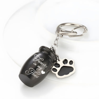 Pet Memorial Keychain - Custom Engraved Dog Paw Urn Pendant