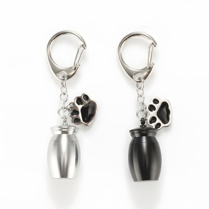 Pet Memorial Keychain - Custom Engraved Dog Paw Urn Pendant