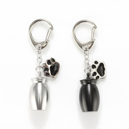 Pet Memorial Keychain - Custom Engraved Dog Paw Urn Pendant