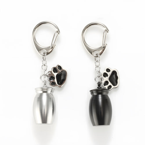 Pet Memorial Keychain - Custom Engraved Dog Paw Urn Pendant