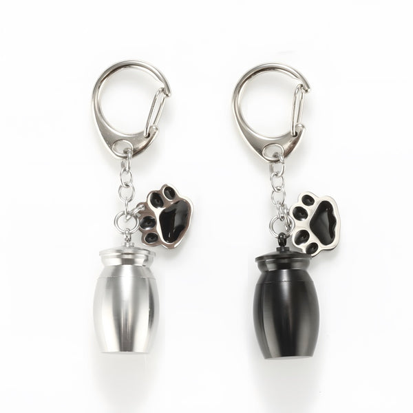 Pet Memorial Keychain - Custom Engraved Dog Paw Urn Pendant