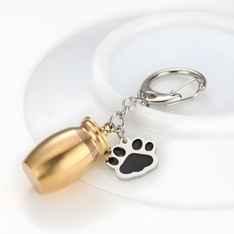 Pet Memorial Keychain - Custom Engraved Dog Paw Urn Pendant
