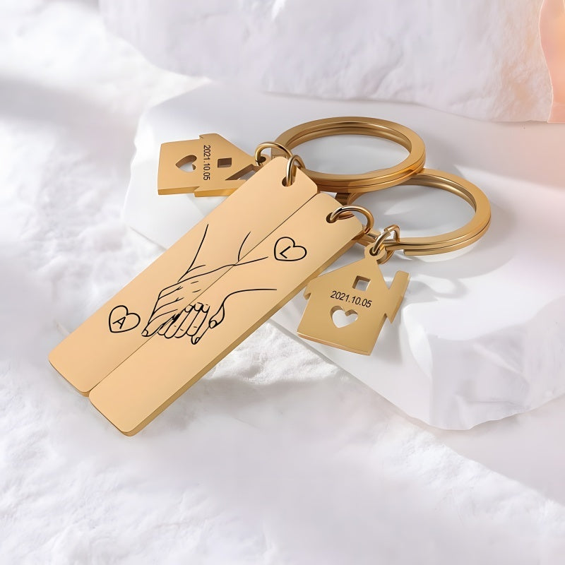 Customized personalized puzzle keychain - Valentine's Day gift for couples