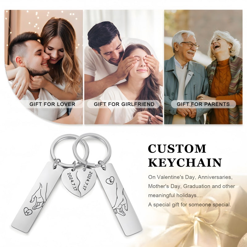 Customized personalized puzzle keychain - Valentine's Day gift for couples