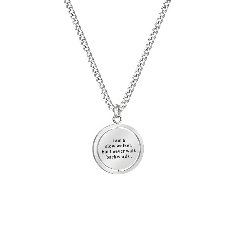 Women's Double-Sided Diamond-Studded Compass Necklace - Personalized Stainless Steel Jewelry Gift with Engraving