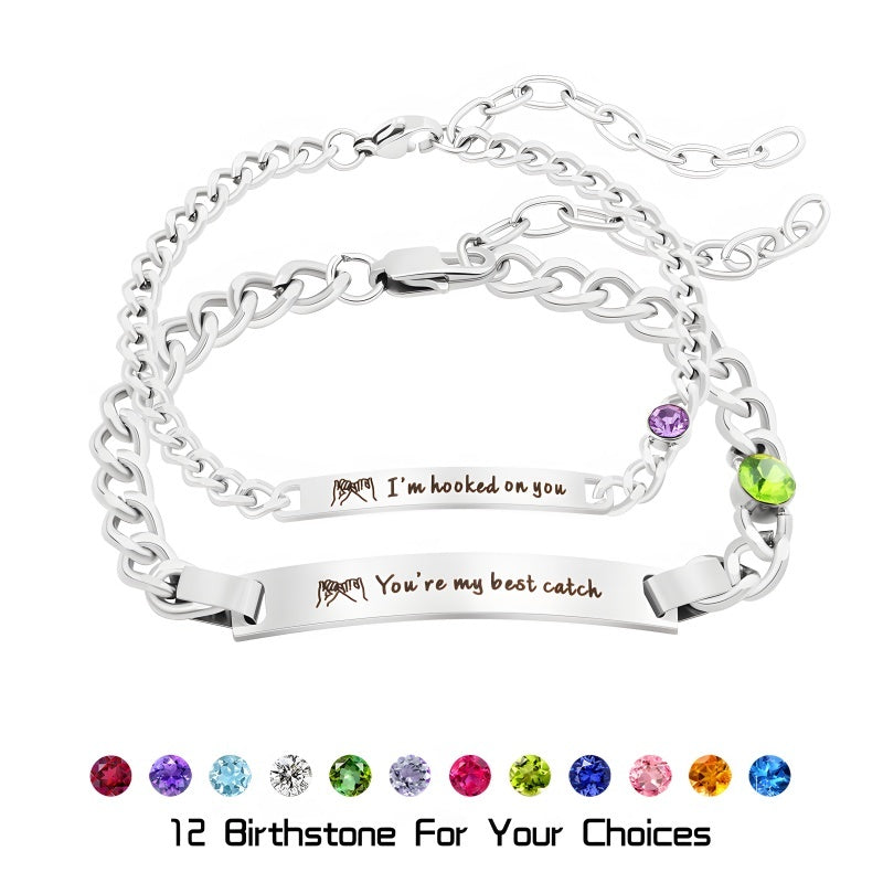 Personalized Birthstone Bracelet - Sterling Silver Plated | Girlfriend Anniversary Present