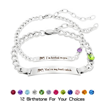 Personalized Birthstone Bracelet - Sterling Silver Plated | Girlfriend Anniversary Present
