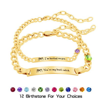 Personalized Birthstone Bracelet - Sterling Silver Plated | Girlfriend Anniversary Present