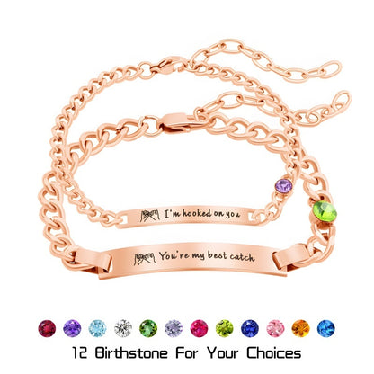 Personalized Birthstone Bracelet - Sterling Silver Plated | Girlfriend Anniversary Present