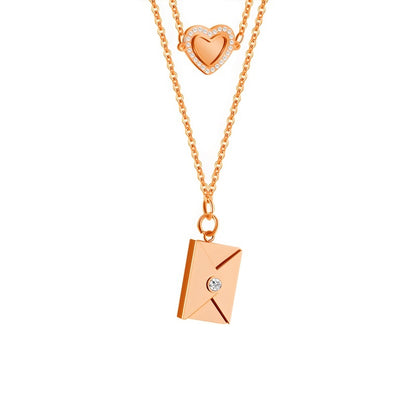 Personalized Love Letter Necklace - Engravable Envelope Pendant Romantic Gift