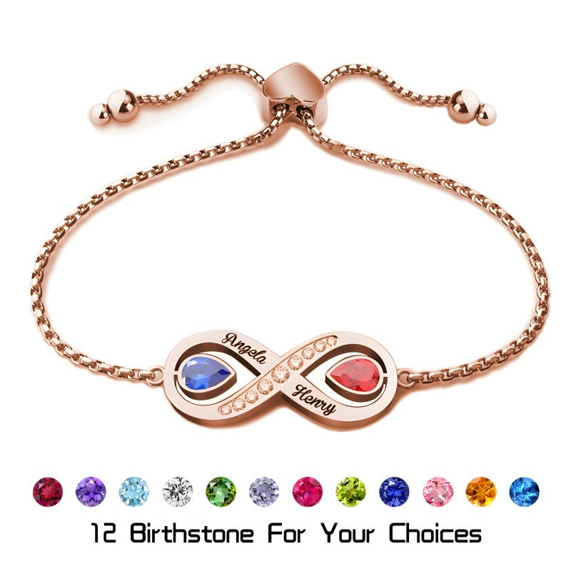Matching His & Hers Birthstone Bracelets - Adjustable Infinity Design | Custom Couple's Gift
