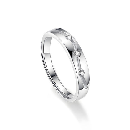 Modern unisex couple rings, adjustable size, set with moissanite