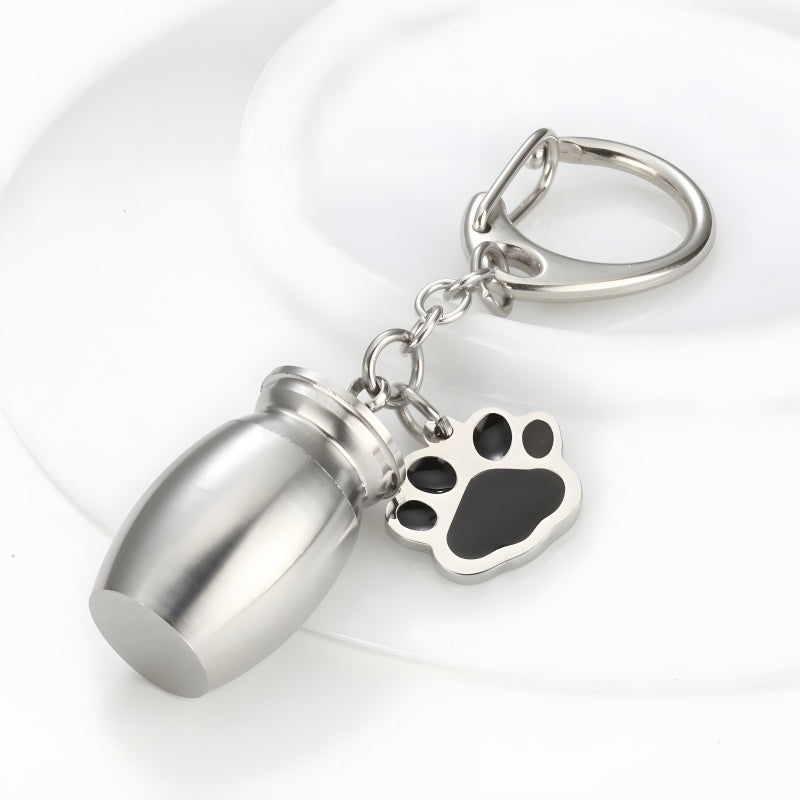 Pet Memorial Keychain - Custom Engraved Dog Paw Urn Pendant